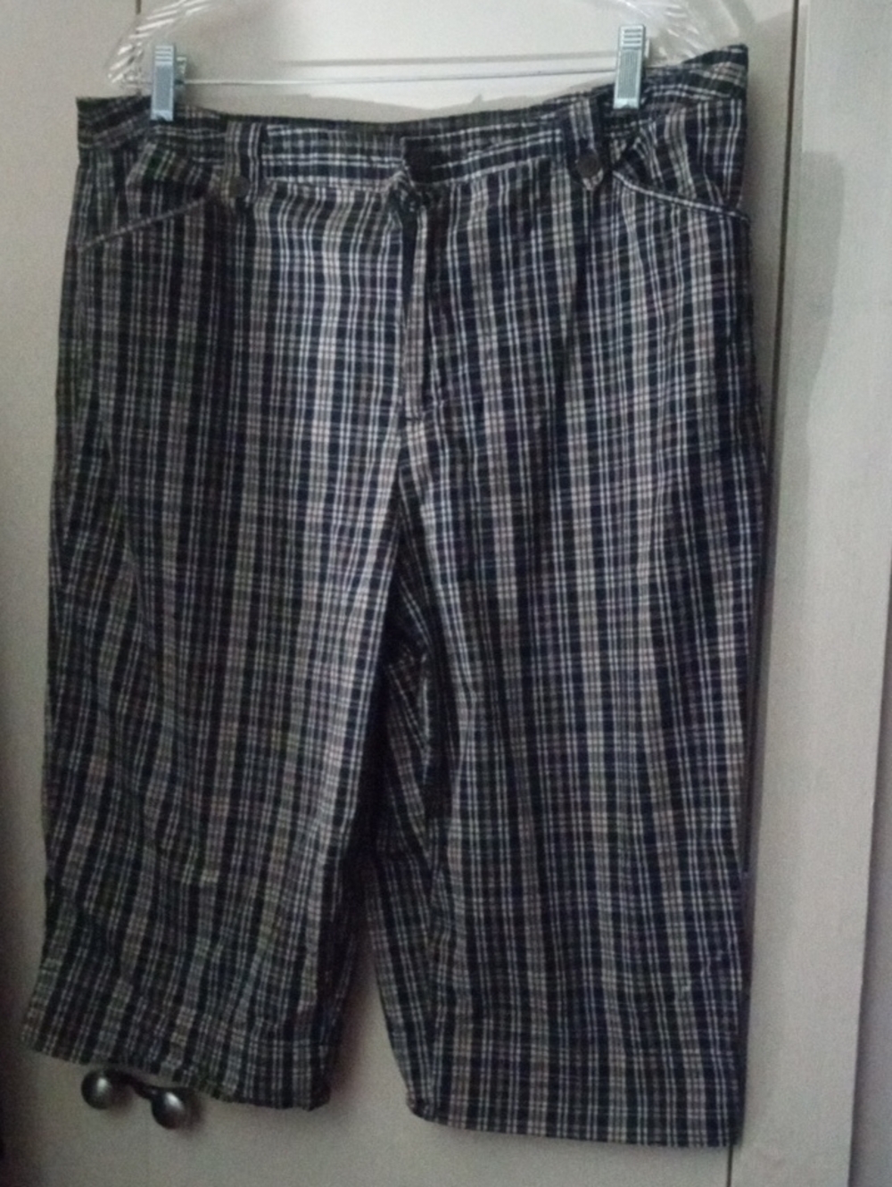 White Stag Black and White Plaid Women's Chino Shorts